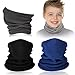 4 Pieces Kids Neck Warm Gaiter Winter Fleece Windproof Balaclava Neck Warmers Neck Cover Face Scarfs for Boys Girls (Black, Dark Grey, Light Grey, Blue)