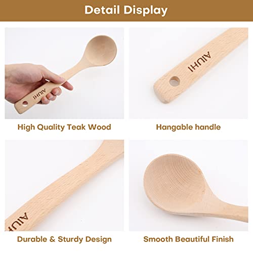 Wooden Ladles For Cooking, Wood Soup Ladle,10.8Inch Large Spoons For Kitchen,Ladles For Serving,Cooking And Serving Spoon For Soup (Beech Wood) #TOP5