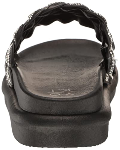 Yoki-Marky-14 Platform Open Toe Sandal With Braided Upper Straps, Black, 8 M Us #TOP2