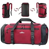 ZIOSINM Bolsa Deporte Hombre, 42L Mochila Gimnasio Hombre, Bolsa de Viaje Mujer Impermeabile Oxford con Compartimento para Zapatos, Compartimento para Artículos Húmedos y Capa Aislante (Rojo Oscuro)