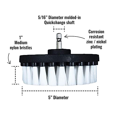 Kornely Premium Bohrbürste Professional – Extraweich 13 cm Weiß | Kratzfreie Reinigungsbürste für Teppich, Polster, Leder, Glas, Möbel und Fahrzeuginnenraum