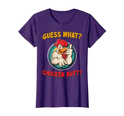 Guess What Chicken Butt Shirt Toddler Kids Child T-Shirt, Women, Purple, XX-Large