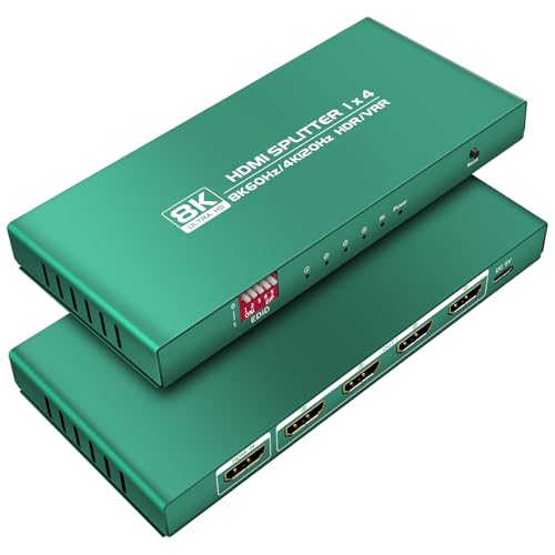 Image of HDMI Splitter 1 in 4 Out 4k 120hz hue sync Box 1x4 hdmi Duplicator 4k 120hz 4 Way hdmi2.1 Splitters 1x4 4 Way hdmi Splitter 1 in 4 Out 8k 4 Port hdmi2.1 Splitters