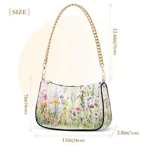 Shoulder Bags for Women Spring Wild Flowers Hobo Tote Handbag Small Clutch Purse with Zipper Closure3