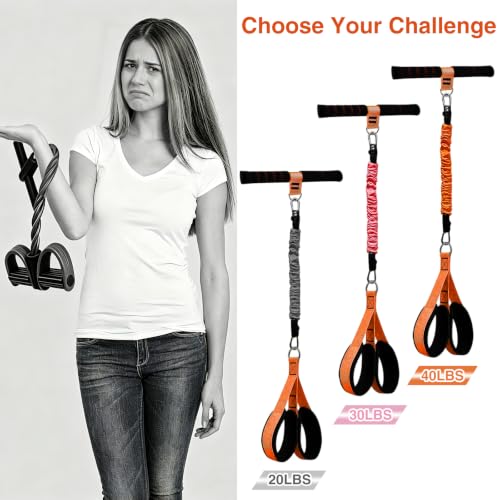 Image of Durable Comfortable Padded Handle Adjustable Pedal Resistance Band 20-40LBS for Full Body Workout