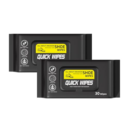 XdealCozyxc Lot de 2 lingettes pour chaussures, 60 lingettes de nettoyage pour baskets, chaussures en cuir, pour enlever la saleté, la boue, les taches...
