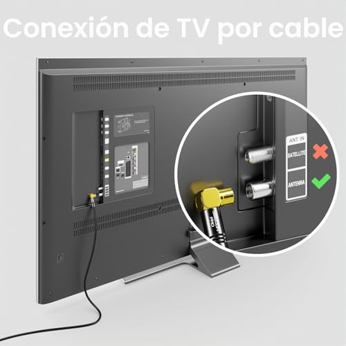 Miniatura 5 de Deleycon 2m Cable De Antena Tv 4k - 4k Ultra Hd Full Hd Hdtv - 2x Acodado - Cable Coaxial - Conector Iec 90 A Toma Iec 90 - Conectores Metálicos - Negro