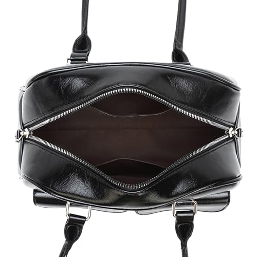 Image of Fozehlad Y2K Shoulder Bag for Women Retro PU Leather Tote Handbag Multi-Pocket Hobo Bag with Zipper for Gifts