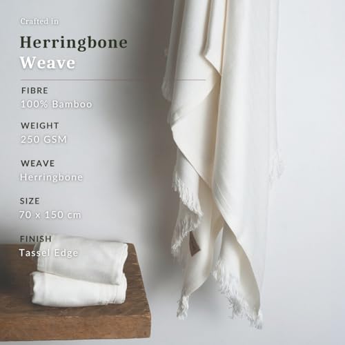Image of 100% Bamboo Large Bath Towel | Buttery Soft, Ultra-Absorbent, Lightweight, Anti-Microbial, Hypoallergenic, Quick Dry | Suitable for Daily use, Travel, Gym, Swimming (Ivory)