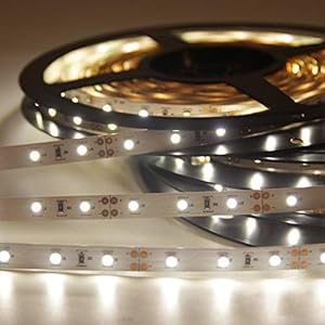 Signcomplex Bande LED flexible 3528 Ruban LED SMD avec ruban autocollant 3M 5m une bobine 12V DC (Blanc Naturel)