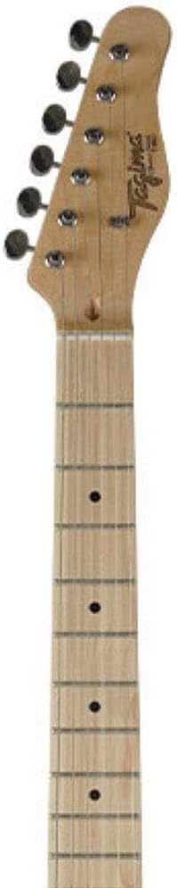 Imagem do braço e cabeçote da guitarra elétrica Telecaster Classic Tagima T-550 em madeira clara, com tarraxas metálicas pretas e logo Tagima em cima.