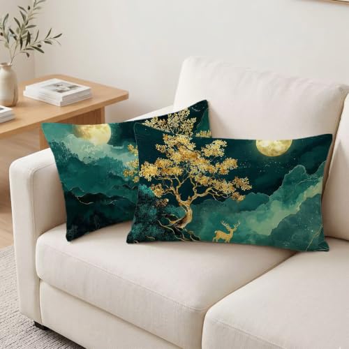 Housse coussin 40x80 lot de 2 taie oreiller turquoise velours