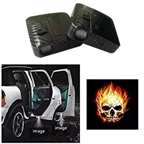 SOONDAR Upgraded Universal Senseor Car Door LED Projector Light Courtesy Welcome Logo Light Shadow Ghost Lamp - Skull (2PCS)