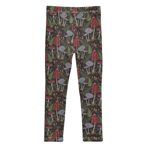Girls Leggings Soft Toddler Ankle Length Bottoms Vintage Mushrooms Kids Dance Yoga Pants 4-10 Years2
