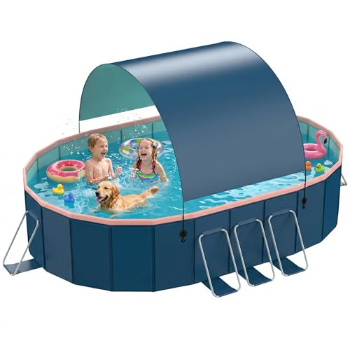 118" Non-Inflatable Foldable Swimming Pool for Family, Portable Above Ground Pool for Adults & Kids, Easy Setup for Outdoor, Backyard, Garden, Camping - Durable PVC(118"x87"x20", NEW)