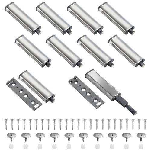 TMZELOA 10 stycken push to öppna dörröppnare, tryckdörröppnare tryckförslutning, magnet för handtagslösa skåpdörrar och lådor, möbelbeslag push op-system med stark fjäder för kök och vitrinskåp