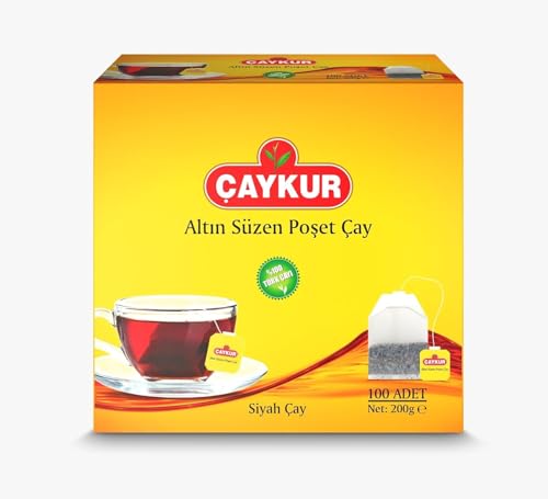 Seba Garden-ÇAYKUR Schwarzer Tee Altın Suzen Türkischer Tee einzeln verpackte Tassenbeutel leuchtend rote Farbe bester türkischer loser Teegeschmack 100 Teebeutel (200 g)