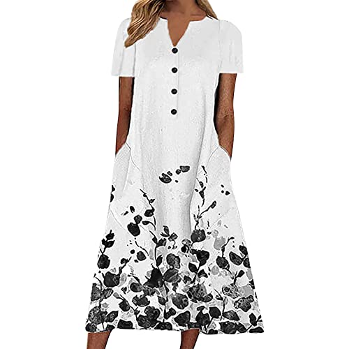 Rvidbe Maxi Dress For Women Wedding Guest, Casual Dresses For Women Knee Length, Maxi Dress For Women Summer, Women's Boho Short Sleeve V-Neck Pocket Dress Casual Print Long Dress Spring Dresses #TOP7