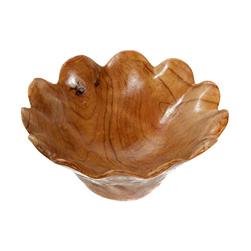 Deco 79 Teak Wood Floral Handmade Decorative Bowl, Set Of 3 10", 12", 14"W, Brown #TOP3