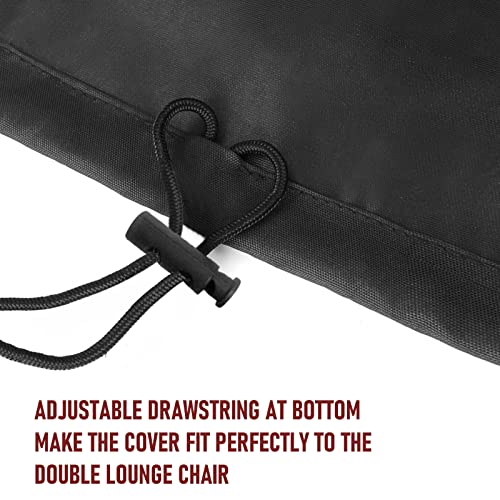 Vainlley Patio Chaise Lounge Cover Outdoor Waterproof Double Wide Chaise Lounge Chair Cover Heavy Duty Windproof Furniture Cover-82X56X34X16.5In #TOP3