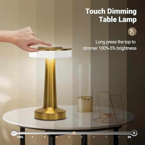 Image of Big White Round Table Lamp,Touch Sensor 3 Color Modes Warm Cool Natural Light, Adjustable Brightness, Rechargeable 1200mAh Battery, Portable LED Night Light for Bedroom Bedside Study Desk Uses