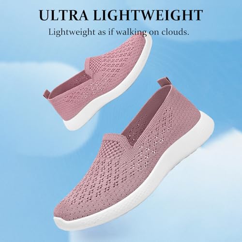 Women's Knitted Slip On Orthopedic Walking Shoes Breathable Mesh Round Toe Low Top Flat Shoes Soft Sole Non-Slip Sneakers Loafers Comfortable Lightweight3
