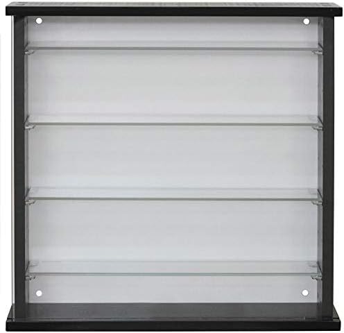 WATSONS EXHIBIT - Wood 4 Shelf Glass Wall Display Cabinet - Black