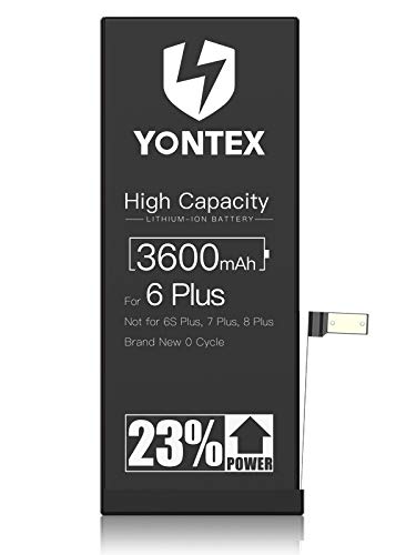 iPhone 6 Plus Battery YONTEX 3600mAh Battery Kit Compatible with iPhone 6 Plus 0 Cycle - High Capacity Li-ion Battery with a Complete Repair Tool Kit and 1 Screen Protector - 24-Month Warranty