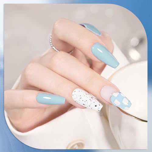 Image of GAOY Blue Navy Gel Nail Polish Set, 6 Colors Nude Gray Baby Blue Soak Off UV Light Cure Gel Polish Kit for Salon and Nail Art DIY at Home