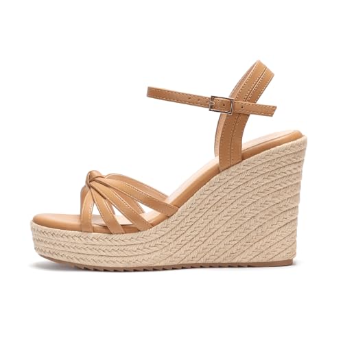 Image of VICKI.VICKI Wedges for Women Platform Sandals Wedge Heels for Sandals Comfortable Summer Espadrille Shoes Ankle Strap&Open Toe