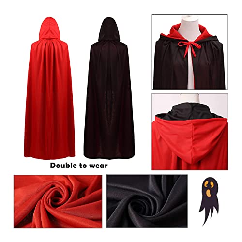 Pro-Noke Halloween Vampire Cloak with Cross Necklace Black and Red Reversible Hooded Witch Capes Adult Halloween Party Wizard Witch Vampires (Black w/t Red - Image 4