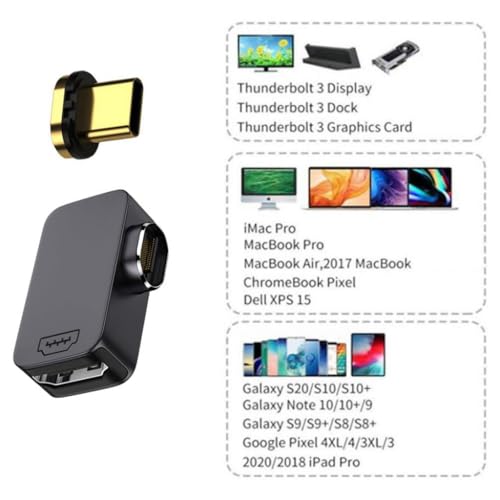 Image of Magnetic Type C to HDMI Converter, 90 Degree HDMI Female to USB C Male Adapter, FHD 4K@60Hz Video, Thunderbolt 3 /4 for MacBook iPad, iPhone 15, Samsng S25, S24, Laptop, Projector, Monitor