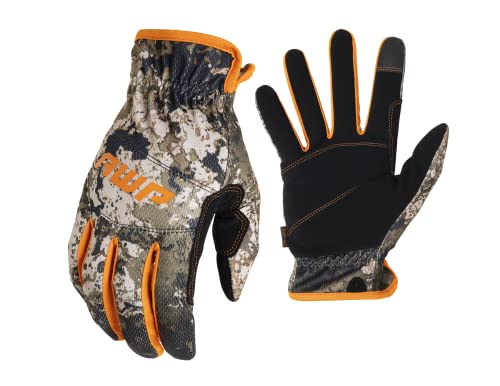 AWP VEIL Camouflage Utility Work Gloves, Synthetic Leather Palm, Touchscreen Compatible, Lightweight Breathable Men’s Work Gloves for Jobsite, Hunting, and Outdoor Work, Large