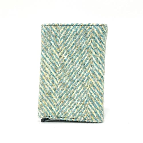 Maccessoro Harris Tweed Pop Up Card Holder – Handwoven Wool from Scotland – A Modern Classic in Heritage Fashion, Made in Scottland (Turquoise)3