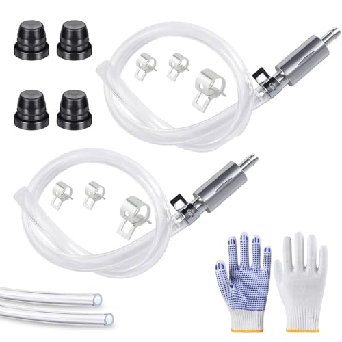 Liramera 2PCS Brake Bleeder Hose with Gloves - One Way Check Valve Tube Bleeding Tool Kit for Car Motorcyle with Metal Clips