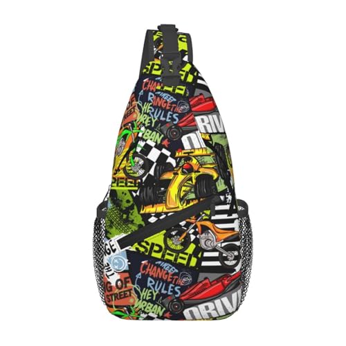 Dirt Bikes Car Racing Sling Backpack Unisex Crossbody Chest Bag Shoulder Chest Bag For Women Men Hiking Travel