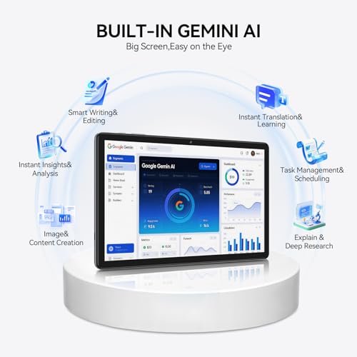 Image of 2026 Upgraded Android 16 Tablet with Gemini AI, 10.1 Inch Tablets with 12GB RAM 64GB ROM 1TB Expand, Octa-Core tablet with Face Unlock, 7000mAh, 13MP+8MP Camera, GMS, 5G WiFi, GPS, BT 5.0