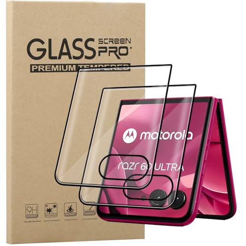 MEMELOKA Protector de Pantalla para Motorola Razr 60 Ultra/Razr+ 2025, 2 Piezas [Antiarañazos][Antihuellas][Alta Sensibilidad] 9H Dureza Cristal Templado