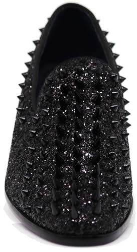 Image of SPK16 Men's Vintage Spike Dress Loafers Slip On Fashion Shoes Classic Tuxedo Dress Shoes
