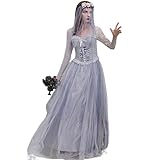 CAMDOM Womens Ghost Bride Costume Vampire Zombie Long Dress Halloween Costume Carnival Horror Cosplay