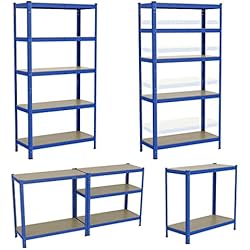 Estanteria Metalica Almacenaje con Ajustables Altura, Pies Moldeados y Alfombra Antideslizante Estanterias Industriales - Sin Pernos Ni Tornillos Estanteria Modular Metalica - 200 x 100 x 50cm, Azul