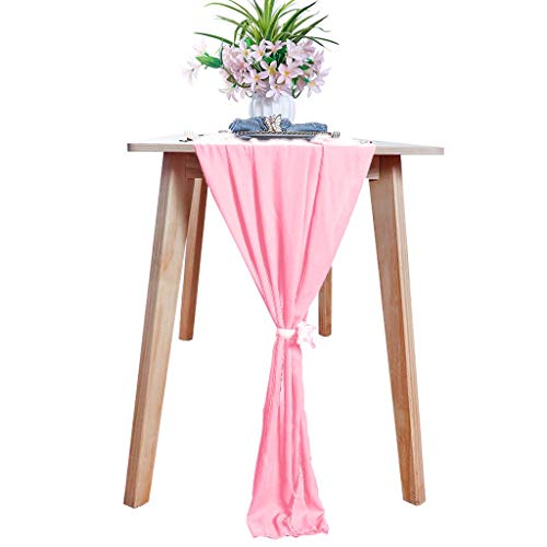 ShinyBeauty Chemin de Table en Mousseline de Soie Rose Chemin de Table Transparent Paquet de 2 28x120 Pouces Chemin de Table en Mousseline de Soie Extra Long 10 Pieds de Long Rose bébé