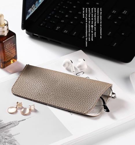 Image of K Luxury Women's Eyeglass Case Leather Soft Holder Pocket Cases Slim Travel Pouch for Sunglasses Eyeglasses Readers