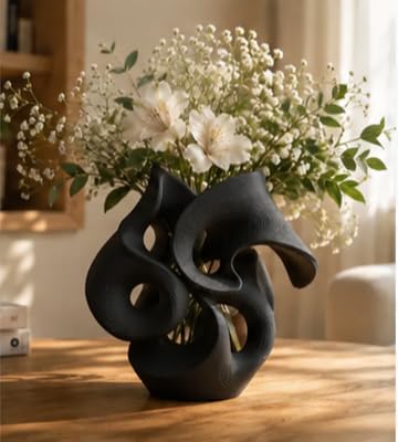 Aesthetic Flower Vase | Flowing Curved Design, PLA Matte Finish, Dried Flowers Compatible, Modern Minimalist, Tabletop Centrepiece-image-22