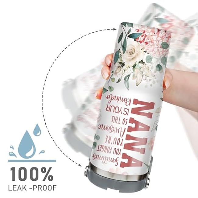 30oz Grandma Tumbler with Handle and Straw, Stainless Steel Insulated Nana Cup with Top Handle and Lid, Grandma Coofee Mug Christmas Birthday Gifts for Grammy/Gigi/Mimi