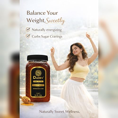 Image of DADEV HONEY Raw Organic Honey 250g | NMR Tested | 100% Pure Raw and Natural Honey | No Added Sugar | Unprocessed Forest Organic Honey-250gm GLASS JAR
