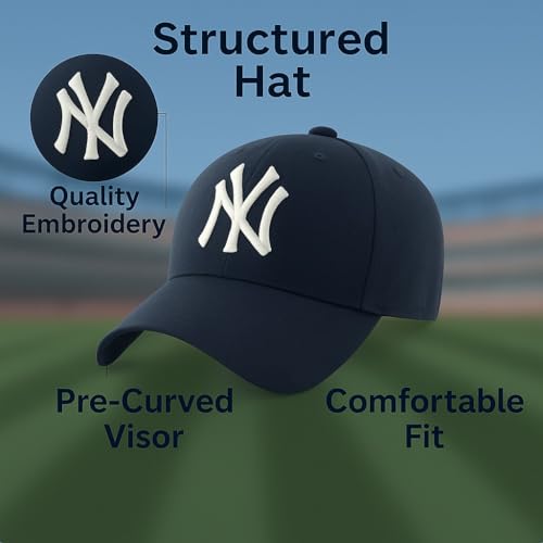 Gorra beisbolera ajustable azul marino con logo NY miniatura 5