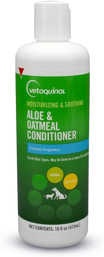 Vetoquinol Aloe & Oatmeal Conditioner — Gentle, Moisturizing Formula with Coconut Scent for Dogs & Cats, 16 oz.