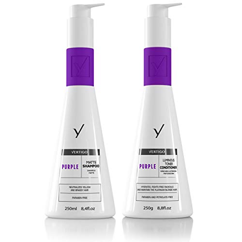 Vertigo Purple | Neutralizes Yellow Hair | Powerful Hair Toner for Blond Shades | Seal the Cuticle | Eliminate Dryness | Contains UV Filter | Extremely Hydrated and Silky Hair | Set of 2