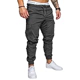 Yesunpxs Herren Winterhose mit Kordelzug Sporthose Freizeithose Cargo Chino Jeans Freizeit-Arbeitskleidung für Herren Hosen mit Mehreren Taschen Sporthose